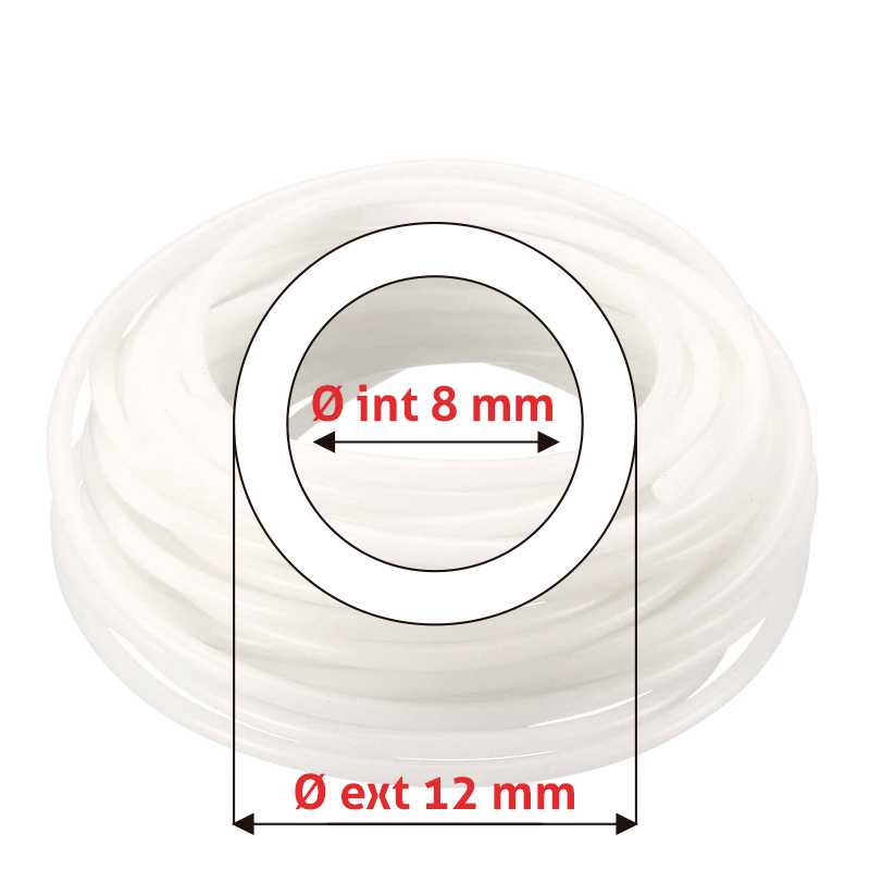 Manguera de silicón Øe 12 mm x Øi 8 mm translucida atoxica - ELICROM