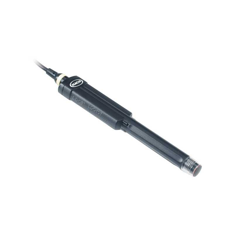 Pen-style electrical test probe with black plastic body and threaded metal tip connected to a cable, used for measurement.