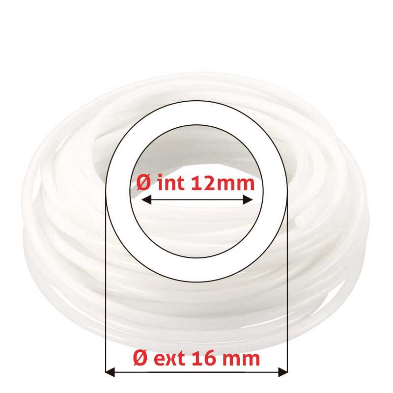 Manguera de silicón Øe 16 mm x Øi 12 mm translúcida atóxica - ELICROM