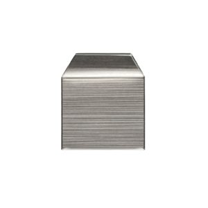 Rectangular brushed metal block with a slightly beveled top edge on a white background.