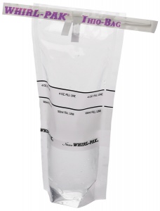 WHIRL PAK Stand-Up Sterile Bag with Sodium Thiosulfate, pk/100