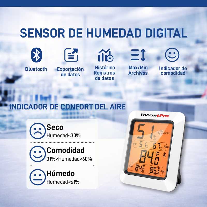 Termohigrómetro digital para interiores y monitor de humedad con bluetooth - Imagen 2