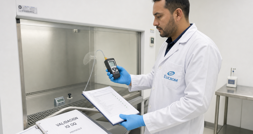 Tecnico ELICROM en validacion de areas limpias